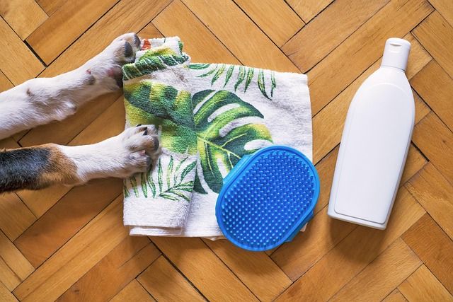 Close detail of gentle pet spa towels and grooming textures